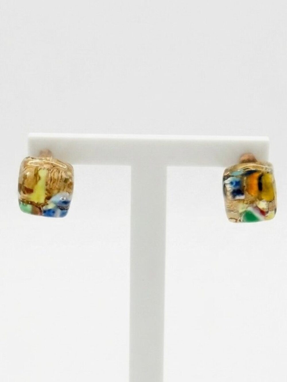 Maltese Blown Glass Cube Earrings